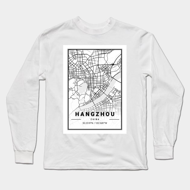 Hangzhou Light City Map Long Sleeve T-Shirt by tienstencil